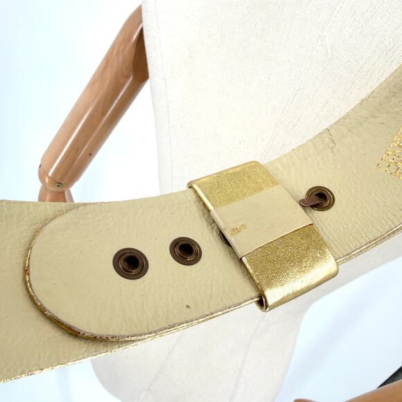 Vintage 80s Henryks Bijoux Gold Genuine Leather Austrian Crystal Belt main image 5